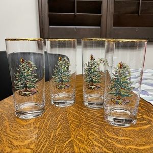 Spode Christmas Tree Highball Glasses Set of 4
